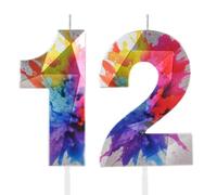 Colorful Graffiti Number 12 Candle, 12 Birthday Candle, Colorful Happy 12 Birthday Candles for Cake, Colorful Cake Topper Decorations for Boys Girls Colorful Sweet 12 Birthday Party Decorations