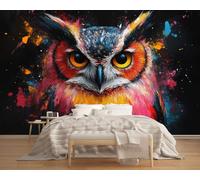 Colorful Graffiti Owl Wallpaper 130x80cm Abstract 3D Animal Wallpaper Murals,for Living Room Not Self Adhesive Wall Paper Large Mural & Room Decor