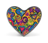 Colorful Graffiti Pattern Buttons Pin Memorial Boutonniere for Wedding Groom Bride, Customize Lapel Heart Pin for Christmas, Men Women Costume Decorative Fashionable Brooches