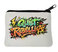 Colorful Graffiti Quiet Rebellion Art Neoprene Coin Purse Pouch 10x11cm White