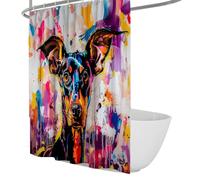 Colorful Graffiti Shower Curtain Cartoon Dog Animal Design Shower Curtains Street Art Waterproof Bathroom Decor with Hooks Waterproof 120 x 180 cm