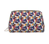 Colorful Graffiti Wolf Head Print Makeup Bag, Cosmetic Bags Travel Toiletry Bags for Women, Large Capacity Leather Makeup Case Make Up Bag Organizer, Cute Make Up Pouch