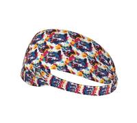 Colorful Graffiti Wolf Head Print Workout Headbands for Women - Non-Slip Stretchy Sweat Head Bands for Women Hair, Moisture Wicking Sweatband for Sports Running Tennis Athletic Gym Yoga