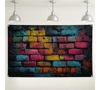 Colorful Graffitis Brick Wall Backdrop, Urban Art Party Decorations, Vibrant Photography Background for Events, Indoor/Outdoor Use 71x43 Inch