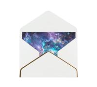 Colorful Graphics Universe Space Printed Pearl Paper Greeting Card, White - Folded Blank Cards with Gold Trim for Weddings, Birthdays, Christmas