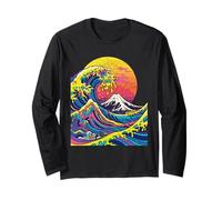 Colorful Great Wave with Mt Fuji Japanese Japan Art Long Sleeve T-Shirt