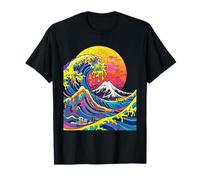 Colorful Great Wave with Mt Fuji Japanese Japan Art T-Shirt