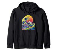 Colorful Great Wave With Mt Fuji Japanese Japan Art Zip Hoodie