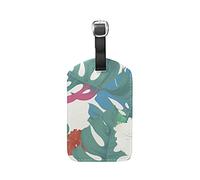 Colorful Greet Leaf Summer Leather Luggage Baggage Suitcase Tag ID Label(3Pcs)