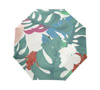 Colorful Greet Leaf Summer Umbrella Windproof Automatic Foldable Umbrells Auto Open Close for Men Women Kids