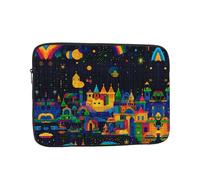 Colorful Grid Castle All Over Print Laptop Sleeve Slim Protective Computer Case Portable Zipper Notebook Cover Carrying Bag 15 inch