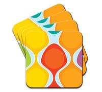 Colorful Groovy Retro Pattern Orange Yellow Set of 4 Coasters