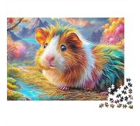 Colorful Guinea Pig by A Stream 1000 Piece Jigsaw Puzzle Cute Guinea Pig Brainteasing Fun for Adults & Kids 38x26cm/1000pcs