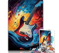 Colorful Guitar Adult Jigsaws 1000 Pieces Difficult,Learning Educational Toys Family Games with Matching Poster And Trivia Sheet (50x75cm)