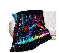 Colorful Guitar Blanket Ultra Soft Cozy Music Note Piano Throw Blanket Fleece Fuzzy Plush Bedding Rock Musical Instrument Gifts for Women Girls Kids Adults 50"x40"