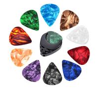 Colorful Guitar Picks - Bulk 10X 0.46mm for Beginner Fingerstyle | Durable with Smooth Grip, Picks for Acoustic Electric Guitar, Strumming Flatpicking Tool, Music Accessory Aid for Adults
