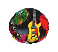 Colorful Guitar shower caps with a double layer of, hold your hair well whether using them while showering or taking bath.