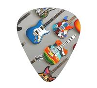 Colorful Guitars 1 Print Guitar Picks 12-Pack - Assorted Thickness Picks (0.46mm, 0.71mm, 0.96mm) with Storage Box & Assorted Unique Design for Acoustic, Electric, Bass, and Ukulele Players