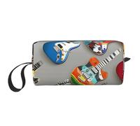 Colorful Guitars 1 Printed Travel Makeup Bag Portable Cosmetic Bag Makeup Case Toiletry Handbag Organiser for Women