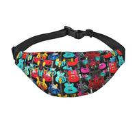 Colorful Guitars Adjustable Belt Hip Bum Bag Fashion Water Resistant Hiking Waist Bag for Traveling Casual Running Hiking Cycling, Black, One Size