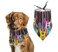Colorful Guitars Dog Bandana Triangle Dog Scarf Washable Polyester Dog Bibs Cute Pet Bandana for Medium Large Dogs Puppy and Cats