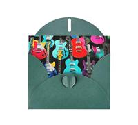 Colorful Guitars Print Blank Cards and Envelopes 5" x 6" for Wedding Birthday Invitations and All Occasions