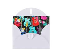 Colorful Guitars Print Blank Cards and Envelopes 5" x 6" for Wedding Birthday Invitations and All Occasions