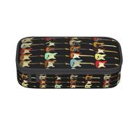 Colorful Guitars Print Fashionable Functional Pencil Case Convenient Daily Use Storage Makeup Toiletries
