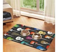 Colorful Guitars Print Pet Feeding Mat For Dogs & Cats Absorbent Waterproof Dog Food Mat Non-Slip Pet Bowl Placemat Quick Dry Floor Protector Leather Tablecloth
