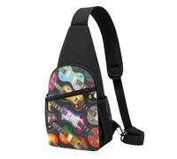 Colorful Guitars Printed Chest Bag Sling Bag for Men Women, Outdoor Crossbody Fanny Packs Hiking Chest Packs Sport Daypacks