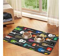 Colorful Guitars Printed Pet Bowl Mats, Non-Slip And Tasteless Dog And Cat Feeding Mats