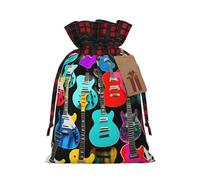 Colorful Guitars Printing Christmas Drawstring Gift Bags Packaging Birthday Celebration
