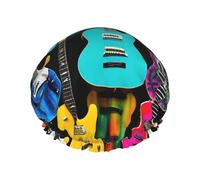 Colorful Guitars shower caps with a double layer of, hold your hair well whether using them while showering or taking bath.