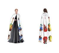 (Colorful Guitars) Unisex Hooded Cloak Cape Robe Cosplay Halloween Christmas Fancy Dress Costumes For Adults