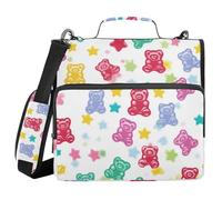 Colorful Gummy Bears Candies Jelly Sweets 1.5-Inch 3-Ringing Office Binder Organizer with Strap Laege Capacity Documents Files Storage Bag Suitable for Middle School