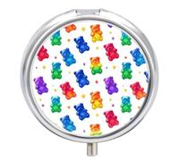 Colorful Gummy Bears Candies Sweet Pill Box Portable Round Medicine Storage Boxes Pill Case Organizer for Purse Pocket Travel