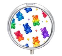 Colorful Gummy Bears Candies Sweet Pill Case Travel Medicine Organizer Box | 3 Compartment Pill Box for Pocket Purse