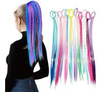 Colorful Hair Strings, Gradient Color Hair Rope Band for Braids, Rainbow Braiding Hair Tie DIY Ponytail Braids for Women Girls Festival Braiding, Crazy Hair Day, Party Costumes (16in,7 Colors)