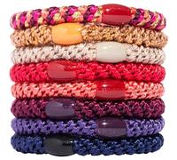 Colorful Hair Ties for Thick Hair, Grab & Go Ponytail Holders, 8 Pack, Morocco Jewel Tone, Thick No-Crease Bands with Strong Hold, Damage-Free, Vibrant & Rich | L. Erickson