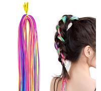 Colorful Hair Tinsel Strands,48 Pcs Hair Strings Hairs Tinsel Extensions Party Highlights Glitter Hairs Thread Yarn Braiding Wire Ribbon for Girls Women