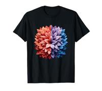 Colorful Half Red Half Blue Abstract Flower Mandala T-Shirt