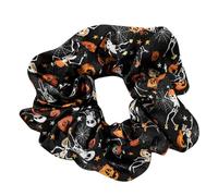 Colorful Halloween Scrunchies Pumpkin Hair Elastic Satins Ties Ponytail Holders Scrunchy Soft