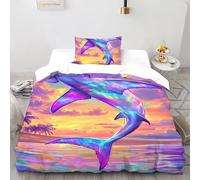 Colorful Hammer Shark Quilt Cover Art Comforter Cover 2 Pieces Decorative Microfiber for Kids Boys Girls Teens with Zipper Closure Single（135x200cm）