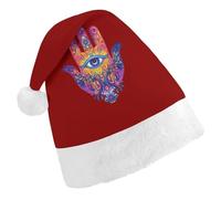 Colorful Hamsa Hand Mandala Spiritual Eye Christmas Hats Patterned Santa Hat New Year Festive Holiday Party Supplies Adult