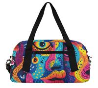Colorful Hamster Kids Duffle Bag Boys Girls Small Sport Dance Gym Bag for Overnight Travel Weekender Carry On, Camelot Flowers, 18.5"L x 9.4"W x 7.8"H