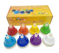 Colorful Hand Bells, Hand Bells Set, Musical Hand Bells Set, 8 Notes Musical Set, Colorful, 9cm, for Classrooms, and Daycares, Enhances Communication Skills