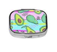 Colorful Hand Drawing Avocado,Meta Pill Box 2 Compartment Medicine Case,Portable Organizer,Rectangle Meta Portable Organizer Pill Box 1725 Compartment Medicine Case