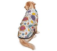 Colorful Hand Drawn Feathers On White Dog Hoodie for Medium Large Dogs, Warm Soft Pet Sweatshirt, Easy to Wear Jumper Clothes