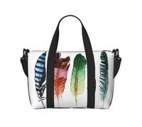 Colorful Hand Drawn Feathers On White Print Italy Flag Print Versatile Handbag for Travel,Hand-Held Crossbody Travel Bag for Your Every Need