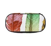 Colorful Hand Drawn Feathers On White Print Pencil Pouch for Kids Fun Pencil Case Pouch for Girls Large Pen Case with Zipper, Portable Pencil Bag Holder for School Sudent Teacher Stationery